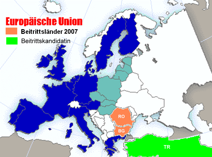 EU-Karten - Beitrittsländer 2007